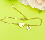 Best Christmas Gift for Nana, Gold Nana Heart Bracelet, Danity Bracelet Gifts, D135