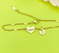 Best Christmas Gift for Mom, Gold Mom Heart Bracelet, Danity Bracelet Gifts, D136