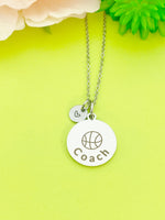 Best Christmas Gifts for School Sport Team Basketball Coach, Stainless Steel Basketball Coach Necklace, D139