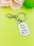 Engraved Stainless Steel Dad Keychain, Initial Charm, Funny Gift