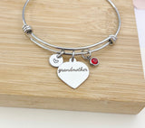 Christmas Gifts for Grandmother, Stainless Steel Heart Grandmother Bracelet, D006
