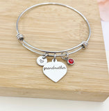 Christmas Gifts for Grandmother, Stainless Steel Heart Grandmother Bracelet, D006