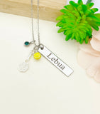 Silver Tennis Necklace Christmas Gifts for Tennis Player, School Sport Team Gifts, Tennis Racket Ball, D015