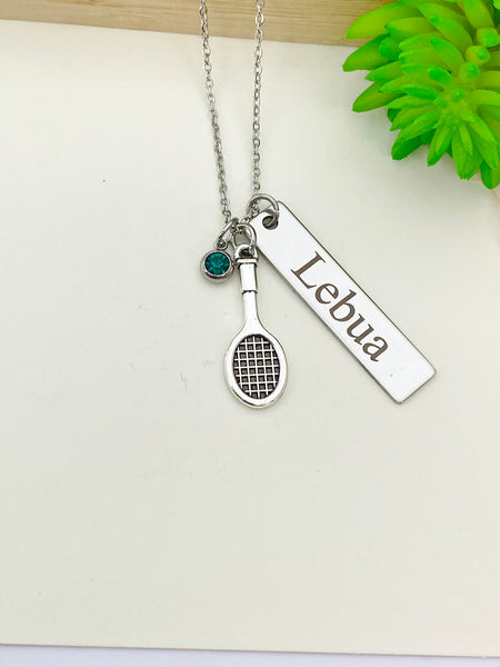 Silver Badminton Necklace Best Christmas Gifts for Badminton Player, School Sport Team Gifts, Battledore, D016