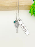 Silver Tennis Necklace, Best Seller Christmas Gifts for Tennis Player, School Sport Team Gifts, Tennis Racket Ball, D020