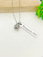 Silver Soccer Necklace Best Seller Christmas Gifts for Soccer Team, School Sport Team Gifts, Ball, D022