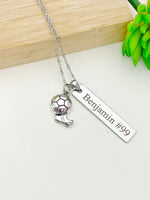 Silver Soccer Necklace Christmas Gifts for Soccer Team, School Sport Team Gifts, Ball, D026