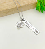 Silver Basketball Hoop Necklace Christmas Gifts for Basketball Team, School Sport Team Gifts, D030