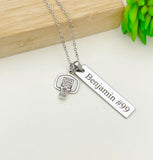 Silver Basketball Hoop Necklace Christmas Gifts for Basketball Team, School Sport Team Gifts, D030
