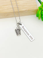 Silver Basketball Hoop Necklace Christmas Gifts for Basketball Team, School Sport Team Gifts, D031