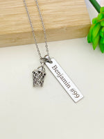 Silver Basketball Hoop Necklace Christmas Gifts for Basketball Team, School Sport Team Gifts, D031