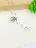 Silver Basketball Necklace Name, Ball, Best Seller Christmas Gifts for Basketball Team, School Sport Team Gifts, D032