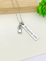 Silver Basketball Jersey Necklace Christmas Gifts for Basketball Team, School Sport Team Gifts, D033