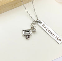 Silver Basketball Hoop Ball Necklace Name, Best Christmas Gifts for Basketball Team, School Sport Team Gifts, D034