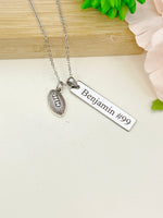 Silver Rugby Necklace Name, Best Seller Christmas Gifts for Rugby Team, School Sport Team Gifts, D035