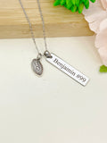 Engraved Rugby Necklace, Personalized Name Tag, Sports Team Gift, D035