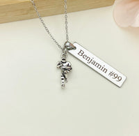 Silver Rugby Player Charm Necklace, Christmas Gifts for Rugby Team, School Sport Team Gifts, D036