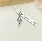 Silver Rugby Player Charm Necklace, Christmas Gifts for Rugby Team, School Sport Team Gifts, D036