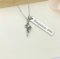 Silver Rugby Player Charm Necklace, Christmas Gifts for Rugby Team, School Sport Team Gifts, D036