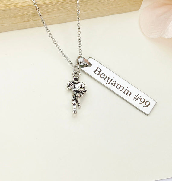 Silver Rugby Player Charm Necklace, Christmas Gifts for Rugby Team, School Sport Team Gifts, D036