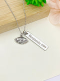 Silver I Heart Football Charm Necklace Name, Best Seller Christmas Gifts for Football Fan, School Sport Team Gifts, D041