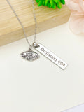 Silver I Heart Football Charm Necklace Name, Best Seller Christmas Gifts for Football Fan, School Sport Team Gifts, D041