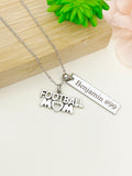 Silver Football Mom Charm Necklace Name, Best Seller Christmas Gifts for Football Mom Team, School Sport Team Gifts, D042