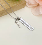 Silver Baseball Bat Ball Charm Necklace Name, Best Seller Christmas Gifts for Baseball Team, School Sport Team Gifts, D043