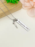 Silver Baseball Bat Ball Charm Necklace Name, Best Seller Christmas Gifts for Baseball Team, School Sport Team Gifts, D043