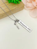 Silver Baseball Bat Ball Charm Necklace Name, Best Seller Christmas Gifts for Baseball Team, School Sport Team Gifts, D043