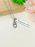 Silver Baseball Cap Hat Charm Necklace, Name, Best Seller Christmas Gifts for Baseball Team, School Sport Team Gifts, D044