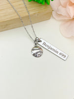 Silver Baseball Charm Necklace Christmas Gifts for Baseball Team, Coach School Sport Team Gifts, D048