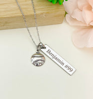 Silver Baseball Charm Necklace Christmas Gifts for Baseball Team, Coach School Sport Team Gifts, D048