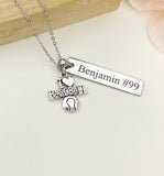 I Heart Baseball Necklace Name, Tag, Number, Christmas Gifts for Baseball, Coach School Sport Team Gifts, D049