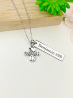 I Heart Baseball Necklace Name, Tag, Number, Christmas Gifts for Baseball, Coach School Sport Team Gifts, D049