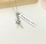 Silver Baseball Player Necklace Christmas Gifts for Baseball Team, Coach School Sport Team Gifts, D051