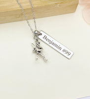 Silver Baseball Player Necklace Christmas Gifts for Baseball Team, Coach School Sport Team Gifts, D051