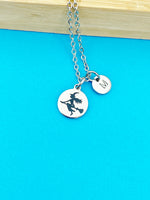 Witch Riding Broom Charm Necklace Halloween Jewelry Gift, N1297