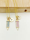 Gold Medical Injection Syringe Charm Necklace Best Seller Phlebotomy Phlebotomist Gifts, N2975B