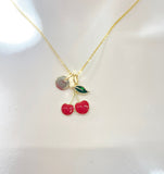 Gold Red Cherry Charm Necklace Christmas Gifts for Sister, N5374