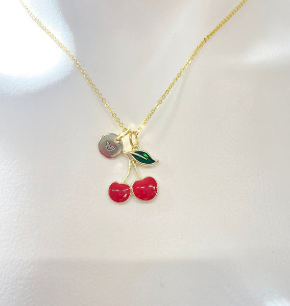 Gold Red Cherry Charm Necklace Christmas Gifts for Sister, N5374