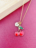 Gold Red Cherry Charm Necklace Christmas Gifts for Sister, N5374