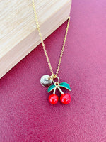 Gold Red Cherry Charm Necklace Christmas Gifts for Girlfriends, N5375