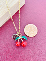 Gold Red Cherry Charm Necklace Christmas Gifts for Girlfriends, N5375