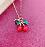 Gold Red Cherry Charm Necklace Christmas Gifts for Girlfriends, N5375