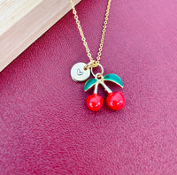 Gold Red Cherry Charm Necklace Christmas Gifts for Girlfriends, N5375