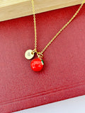 Gold Red Apple Charm Necklace Christmas Gifts for Girlfriends, N5379