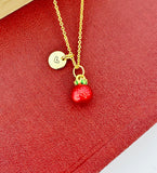 Gold Red Pomegranate Charm Necklace Christmas Gifts for Daughter, N5780