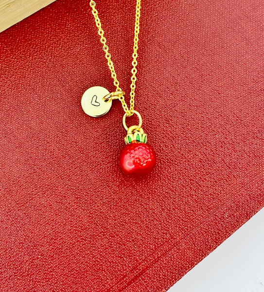Gold Red Pomegranate Charm Necklace Christmas Gifts for Daughter, N5780