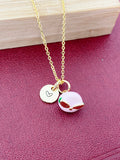Gold Peach Charm Necklace, Initial Charm, Girlfriend Gift